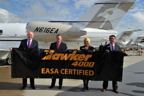 La certification européenne de l'Hawker 4000 a été annoncée en ouverture du salon EBACE 2010
