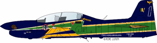 Embraer EMB-312 T-27 Toucan aux couleurs d'Esquadrilha da Fumaça