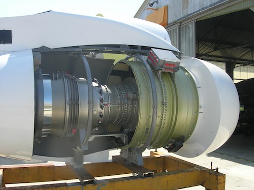 Maquette du moteur SAM 146 de Powerjet exposée au musée de l'aviation de Montélimar