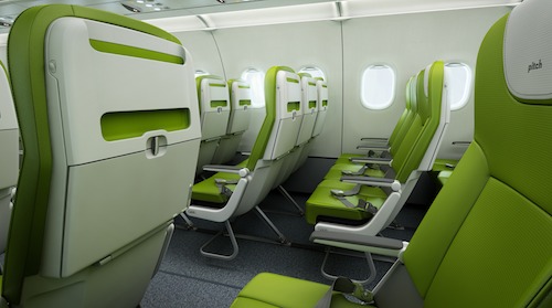 Le siège Pitch PF2000 conçu pour le retrofit des cabines d'A320 et de B737 des compagnies low cost. 