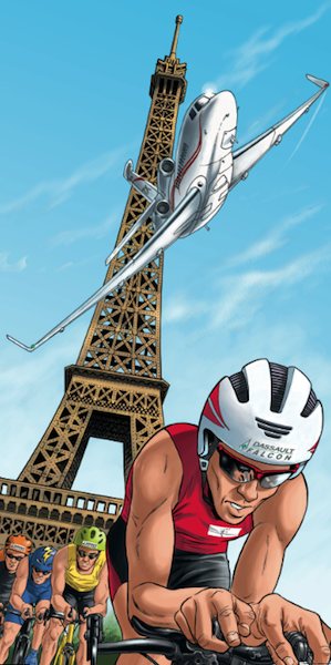 Jean-Michel Arroyo signe le visuel de l’équipe Dassault Falcon au triathlon de Paris 2012