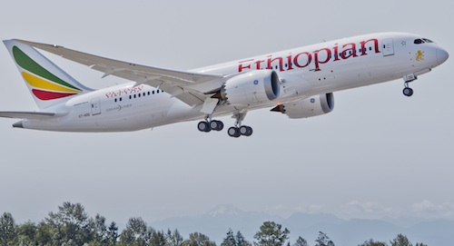 Le premier 787 Dreamliner équipé de freins électriques Messier-Bugatti-Dowty a été livré par Boeing à Ethiopian Airlines le 14 août 2012