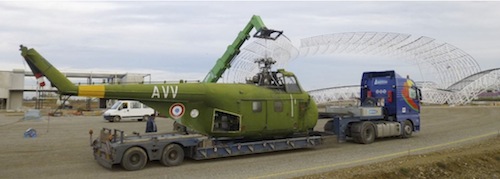 L’arrivée du Sikorsky H-19 sur le chantier d’Aeroscopia 