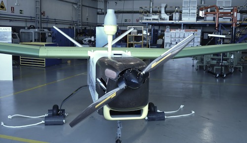 L'hélice composite Duc Hélices sur le drone Atlante d'EADS-Cassidian