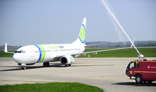 Accueil du nouveau 737-800 de Transavia à Lyon