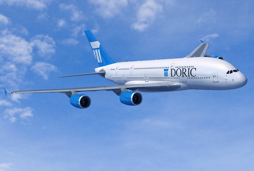 Vue d'artiste pour illustrer la commande de 20 A380 passée au Bourget par Doric