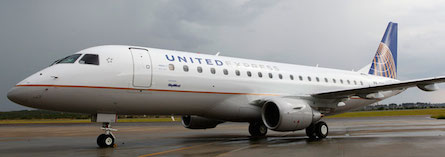 2. Biréacteur de transport régional Embraer E175 (76 sièges) de Sky West aux couleurs de United Express