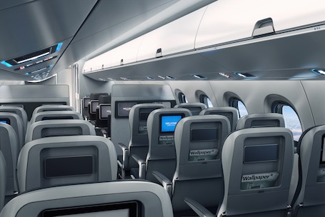 La cabine des E-Jets E2 sera organisée avec des rangées de eux fois deux sièges
