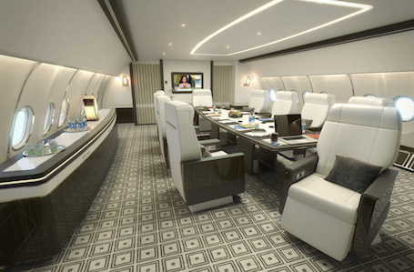 La salle de réunion de la cabine Summit proposée par Airbus sur l'A330-200