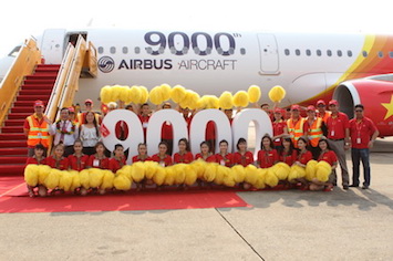Le 9.000 ème Airbus à son arrivée à Ho Chi Minh ville
