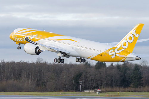 Livraison du premier des vingt 787-9 à la compagnie low cost de Singapour, Scoot (2 février 2015)