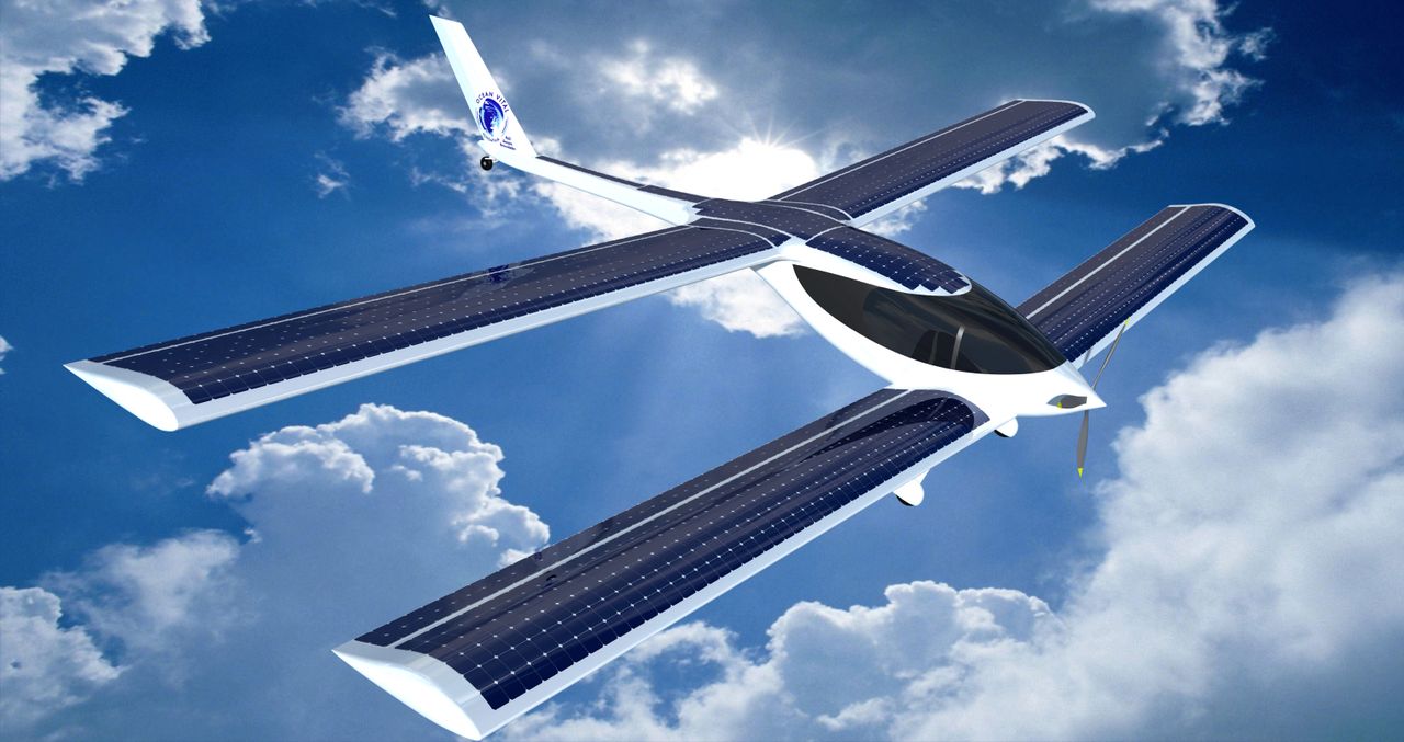 L'Eraole, un biplan à ailes décalées permettant l'installation de cellules photovoltaïques à très haut rendement, encapsulées dans des matériaux...</div></noscript>				</div>

				
					<aside class=