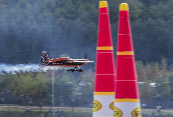 Nicolas Ivanoff of France performs during the qualifying at the sixth stage of the Red Bull Air Race World Championship at Eurospeedway in Lausitz, Germany on September 3, 2016. // Marc Müller/Red Bull Content Pool // P-20160903-01020 // Usage for editorial use only // Please go to www.redbullcontentpool.com for further information. //
