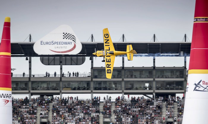 Francois Le Vot of France performs during the qualifying at the sixth stage of the Red Bull Air Race World Championship at Eurospeedway in Lausitz, Germany on September 3, 2016. // Andreas Schaad/Red Bull Content Pool // P-20160903-01392 // Usage for editorial use only // Please go to www.redbullcontentpool.com for further information. //