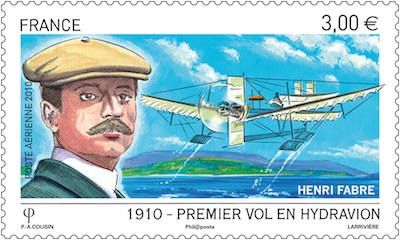 Le timbre « Henri Fabre – 1910, premier vol en hydravion »