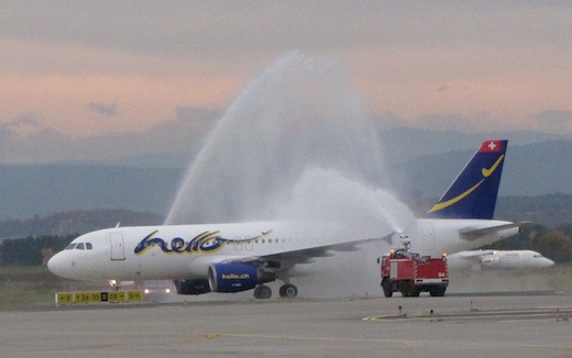 Arrivée du premier A320 d'Hello à Bâle-Mulhouse
