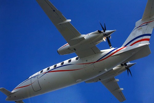 Avec une vitesse maximale de 402 kts (745 km/h) le Piaggio P-180 Avanti II revendique le titre de biturbopropulseur le plus rapide du marché.