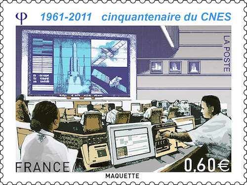 Timbre commémoratif des 50 ans du CNES