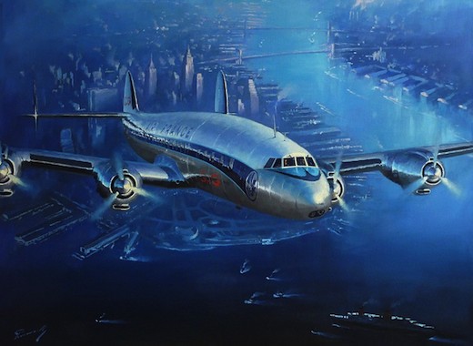 Un Super Constellation d'Air France survolant Manhattan… par Lucio Perinotto