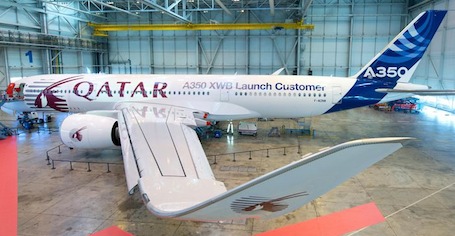 L'A350 XWB MSN4 aux couleurs de Qatar Airways, compagnie de lancement