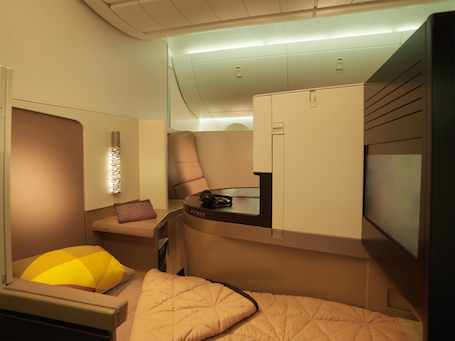 Sur l'A380 et le B787, Etihad va lancer ses nouveaux Business Studios qui offriront 20% d'espace personnel de plus que les sièges actuels de la compagnie aérienne.