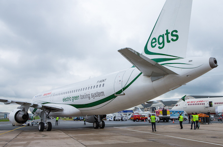 L'A320 équipé du système de rouage électrique d'EGTS au salon du Bourget 2014