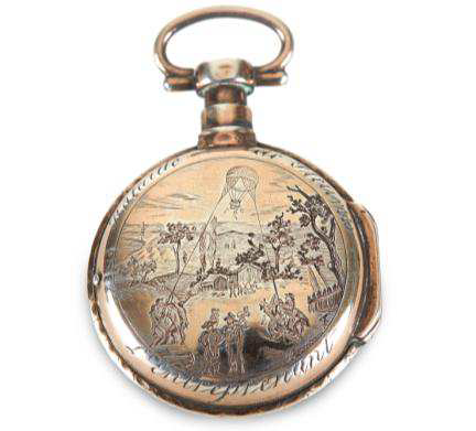 La vente est également riche en pièces se rapportant à l'aérostation, telle cette montre unique.