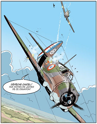 Un Curtiss H75 pris en chasse par un Messerschmitt 109