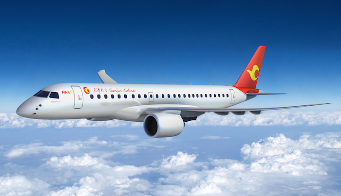 Le premier E195 sera livré à Tianjin Airlines en 2015, et le premier E190-E2 en 2018.