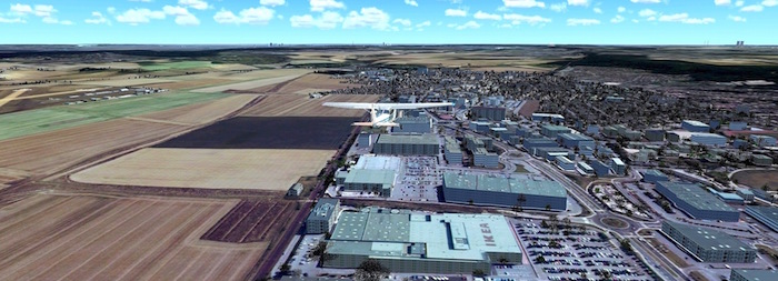 Simulation aérienne d'une zone commerciale à l'aide du logiciel Digibati de Gaisson Software