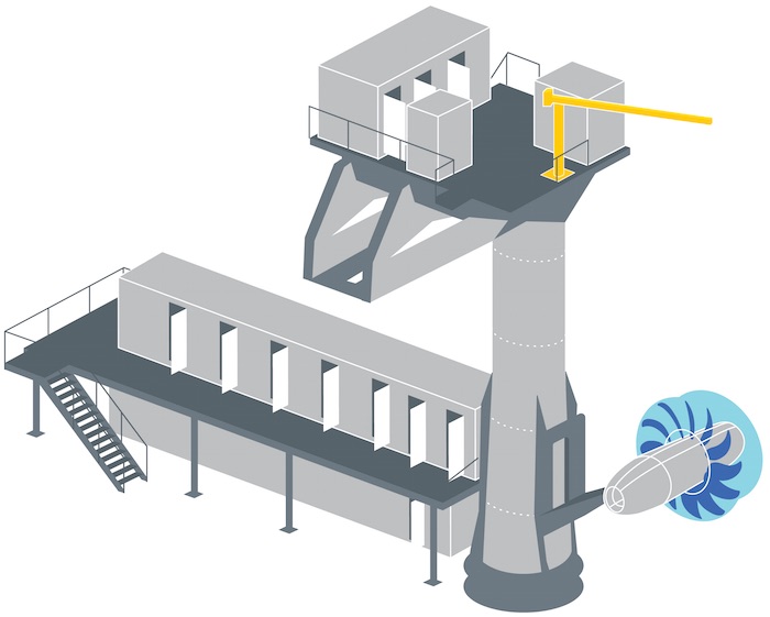 Le nouveau banc Safran (100 tonnes) s’articulera autour d’un pylône de 18 mètres de hauteur.