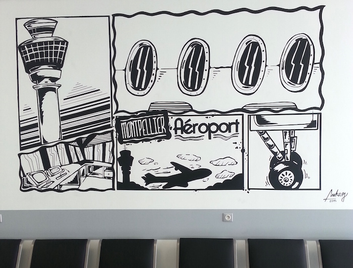 Fresque de Yannis Kachouri, pour l'aérogare de l'aéroport de Montpellier