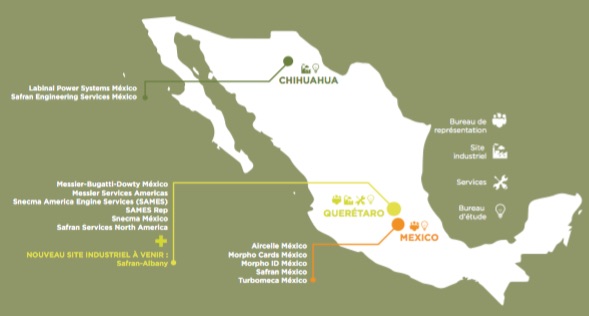 Dans ses 10 usines mexicaines, Safran emploie 6.000 salariés, ce qui fait du groupe français, le premier employeur de l'industrie aéronautique au Mexique