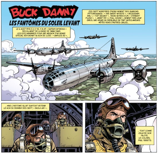 Outre la composition de la couverture, la première planche rappelle les premiers albums de la série Buck Danny