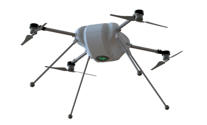 Le drone Delta X a une masse à vide de 5,8 kg et une envergure de 1,5 m. Il peut embarquer une charge utile de 1,5kg.