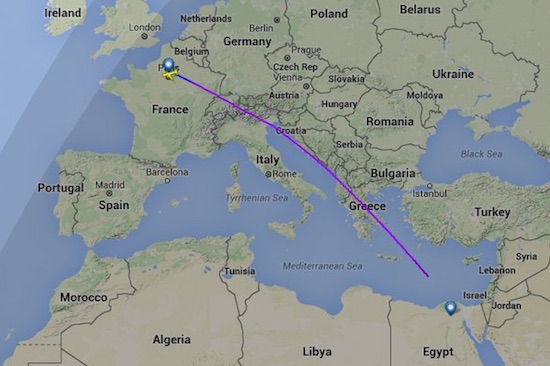 Dernière position ADS-B du vol MS804 d'Egyptair relevée à 2h45