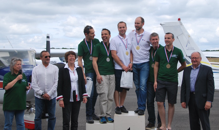 Le podium du championnat de France 2016 de rallye aérien Elite