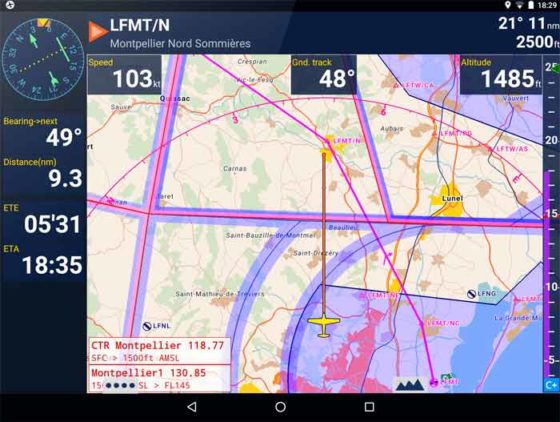 Flight Assistant, 100% made in France, est une application de préparation et de suivi de vol qui intègre désormais des cartes vectorielles © Iron Bird